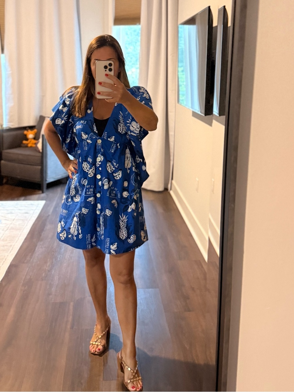 FARM Rio Blue White Tropical Mini Dress - Picture 3 of 8